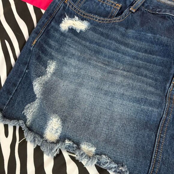 Old Navy Distressed Denim Mini Skirt - Blue - Picture 2 of 6